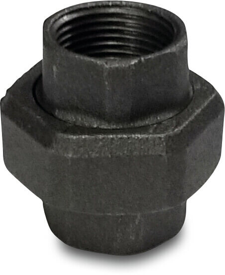 Nr. 330 Verbindingskoppeling gietijzer zwart 1/2" binnendraad 25bar DVGW type vlak